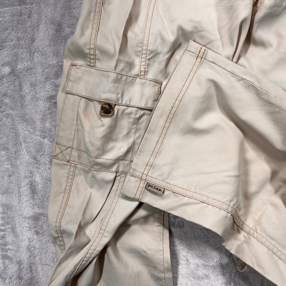 Prana Breathe Women Tan Khaki Cargo Hiking Pants Size S Built-in Belt - Picture 8 of 8